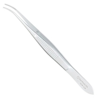 Eye Dressing Forceps 4 inch Serrated Straight Tips Standard Pattern
