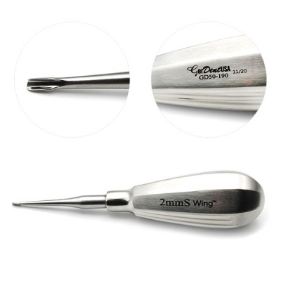 Winged Elevator Tip 2mm 5 inch Short Handle Straight