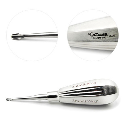 Winged Elevator Tip 3mm 5 inch Short Handle Straight